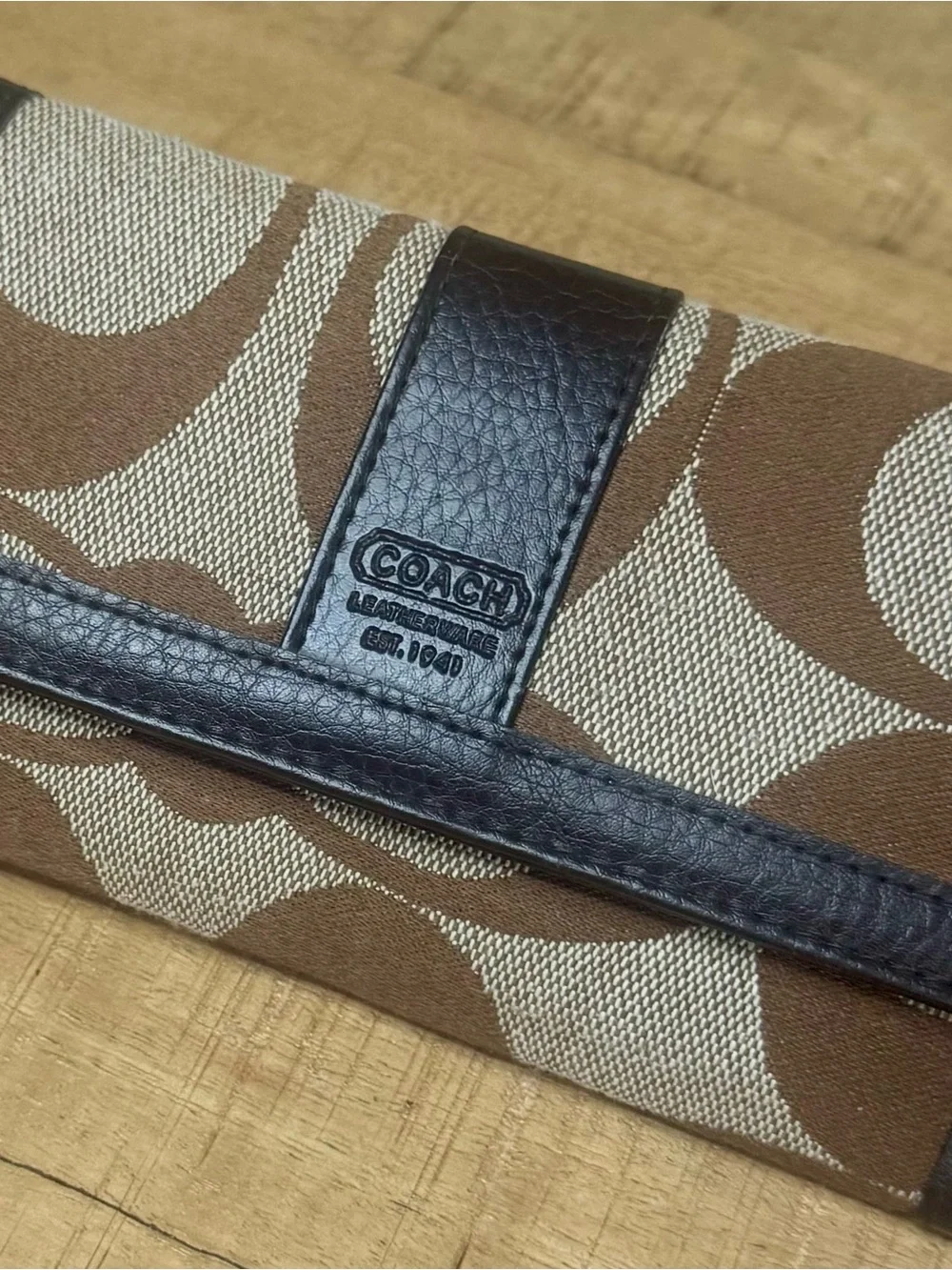 Coach Vintage Classic Logo canvas & leather wallet with checkbook